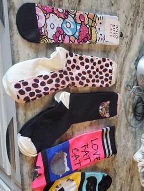 Hello Kitty Kids Pink Character Crew Socks - Pack of Assorted Designs Kate Spade